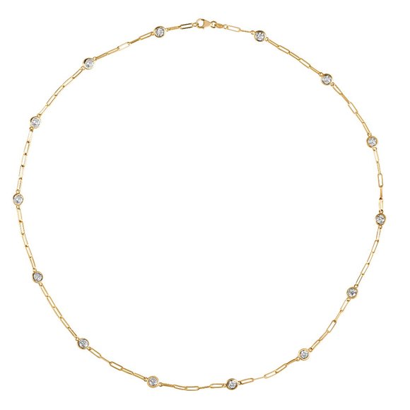 Paper Clip Diamonds By The Yard Necklace | Lauren B 2.00 Carat Diamond by the Yard Paper Clip Necklace 14K Yellow Gold 18\'\'